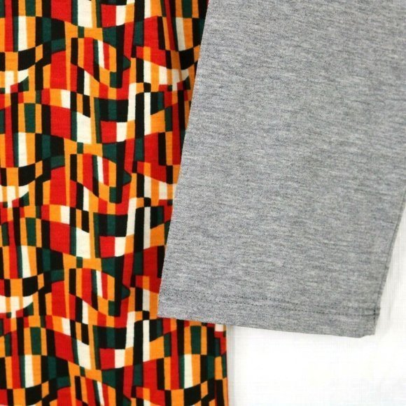 LuLaRoe Randy Baseball Shirt T-Shirt Gray Orange Green M Medium - Picture 8 of 11